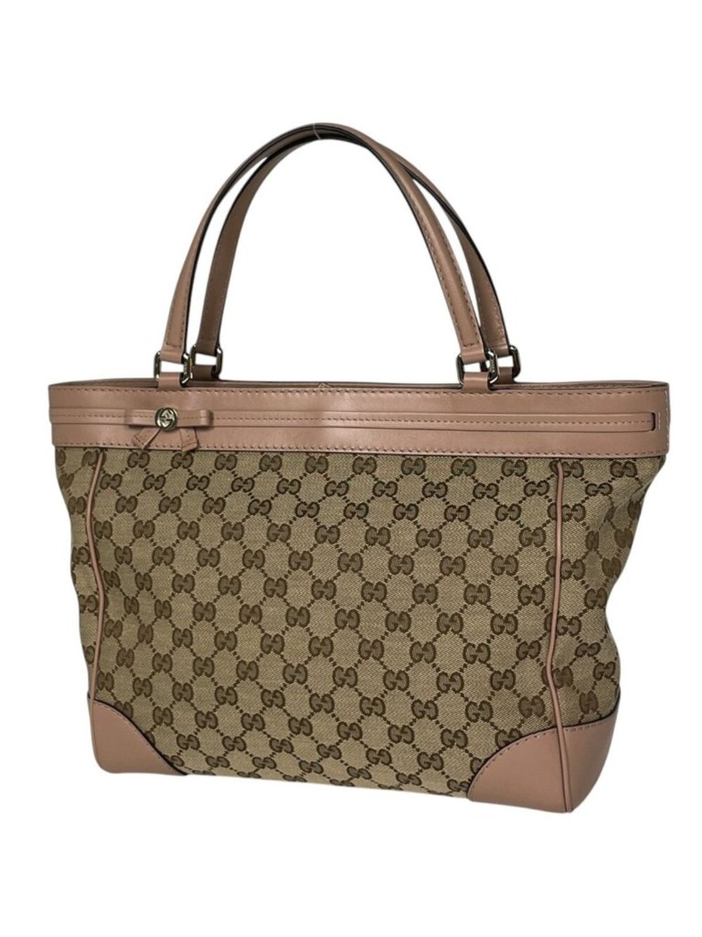 Gucci Handbag GG Pattern Mayfair Ribbon Canvas Beige Pink